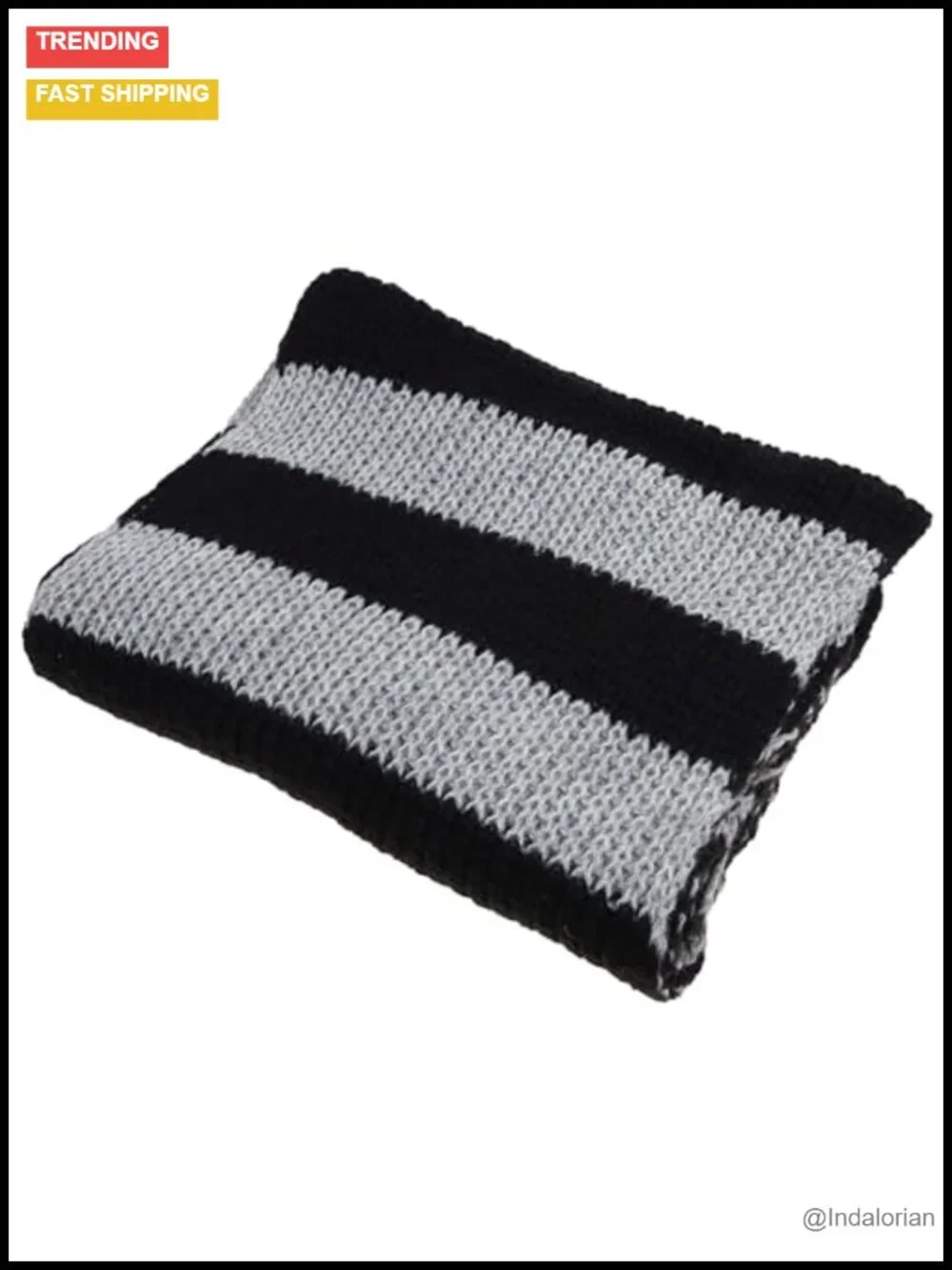Striped Winter Scarf, 100% Acrylic Knit, Soft Cashmere-Like Touch, 67x10 inches